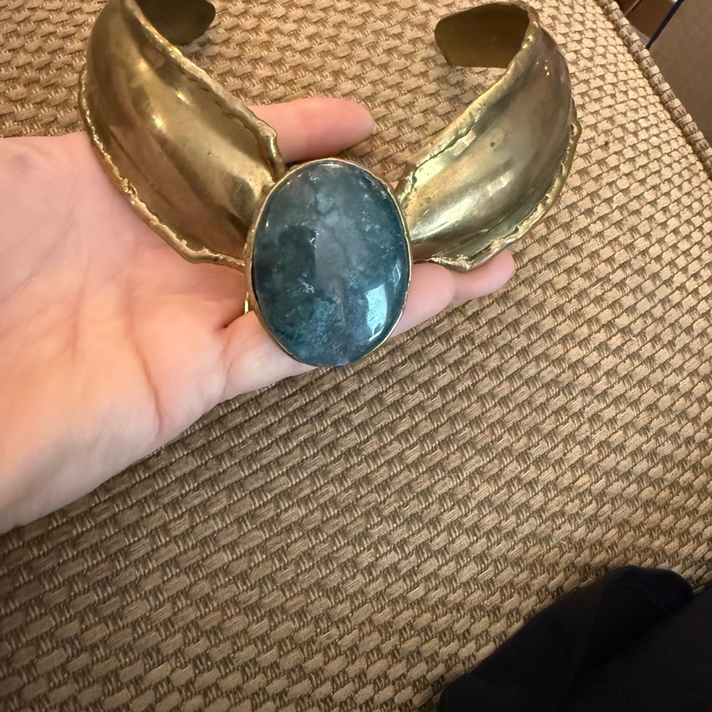 Artisan Statement Brass Cuff Necklace - image 1